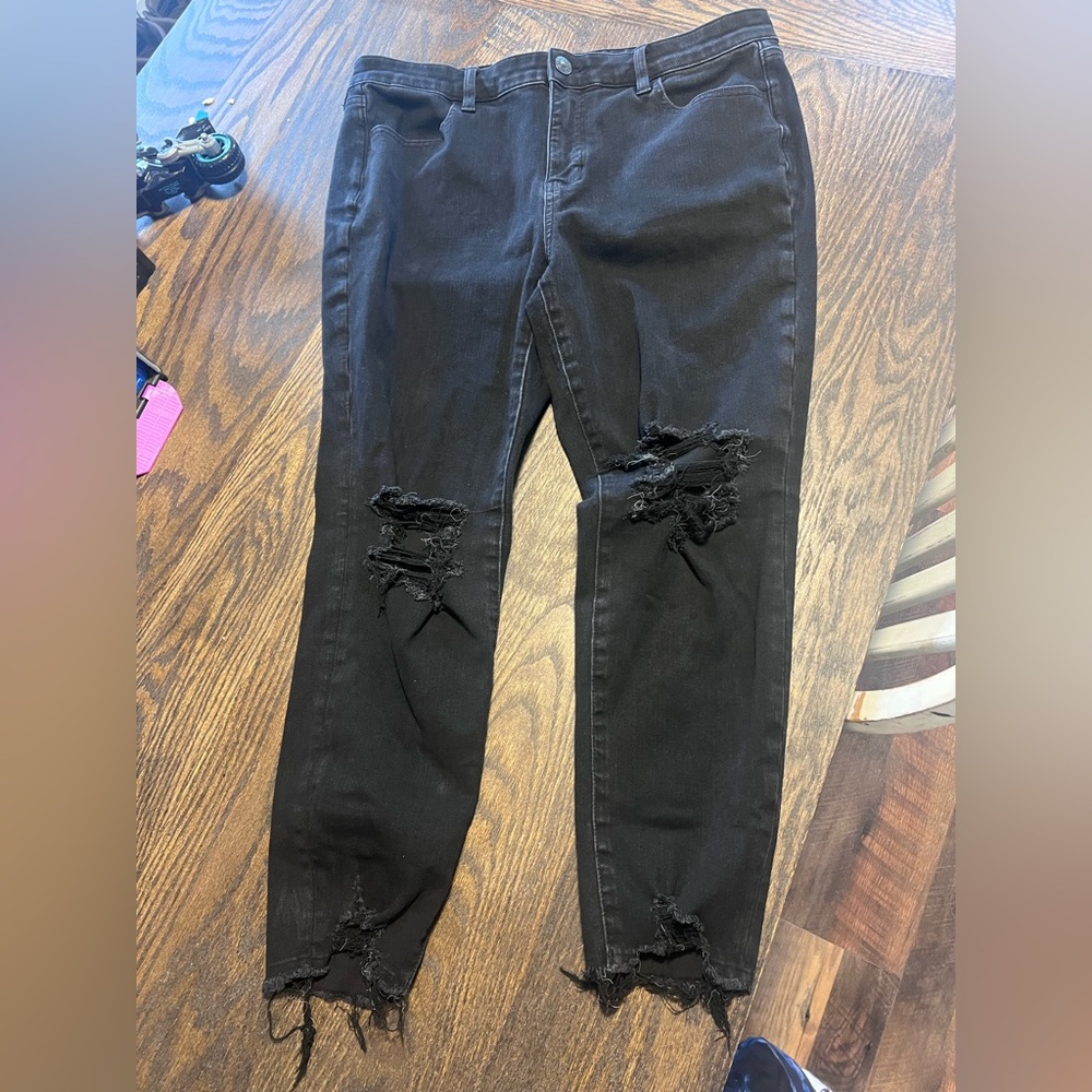 American Eagle Outfitters Black Ripped Skinny Jeans